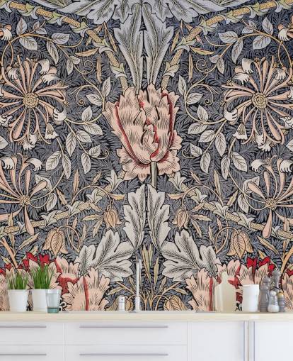 blue, pink and red vintage floral wallpaper blue, pink and red vintage floral wallpaper