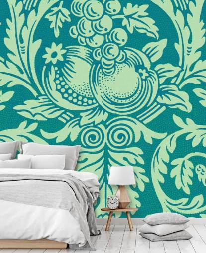 papel de parede padrão vintage verde-azulado e menta papel de parede padrão vintage verde-azulado e menta