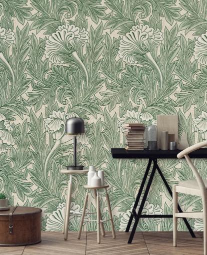 vit och grön viktoriansk blommig tapet vit och grön viktoriansk blommig tapet