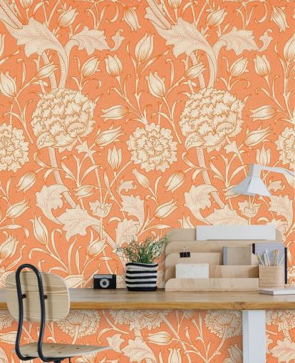 off white and orange floral wallpaper off white and orange floral wallpaper