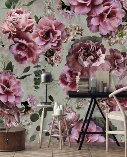 papel tapiz de fondo verde de flores rosas papel tapiz de fondo verde de flores rosas