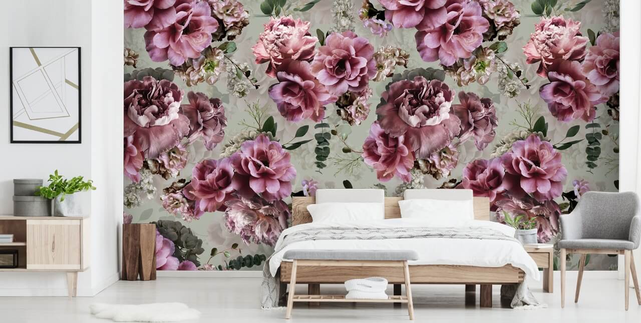 ganska rosa blommor grön bakgrund tapet