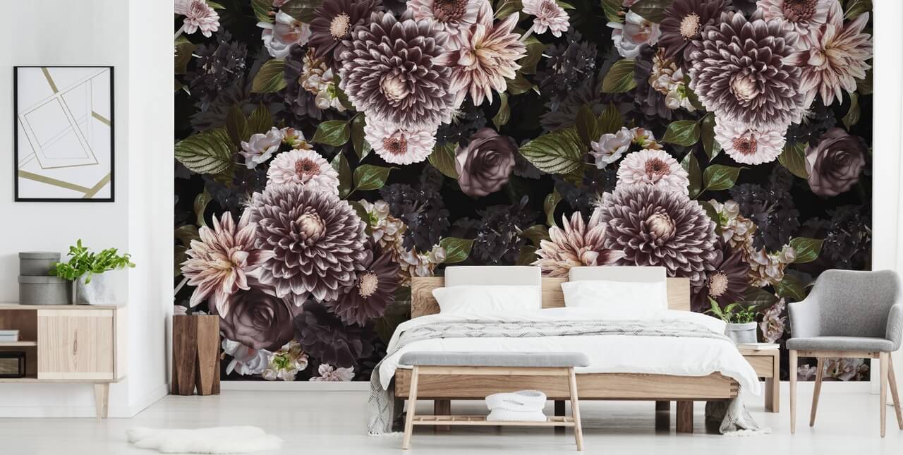 papel de parede floral roxo escuro e lilás papel de parede floral roxo escuro e lilás