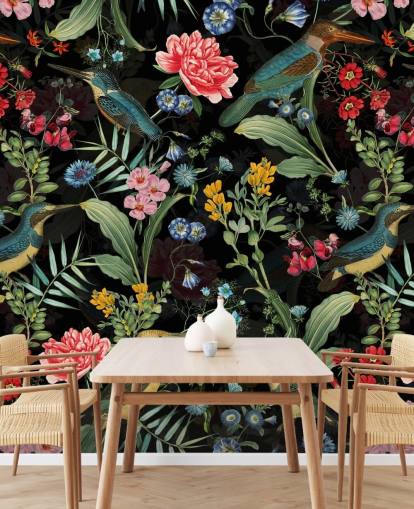 dark floral and bird wallpaper dark floral and bird wallpaper