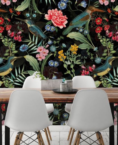 mörk blommig och fågel tapeter mörk blommig och fågel tapeter