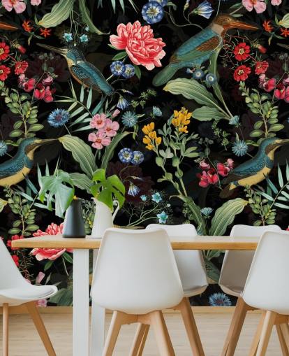 dark floral and bird wallpaper dark floral and bird wallpaper