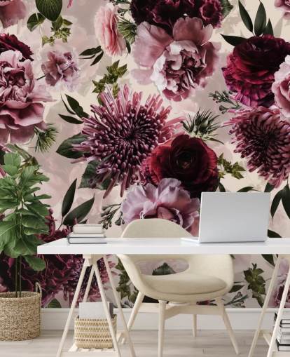 rosa, rød og rødbrun floral tapet rosa, rød og rødbrun floral tapet