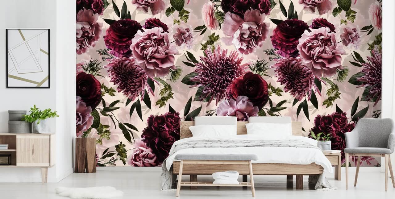pink, red and maroon floral wallpaper