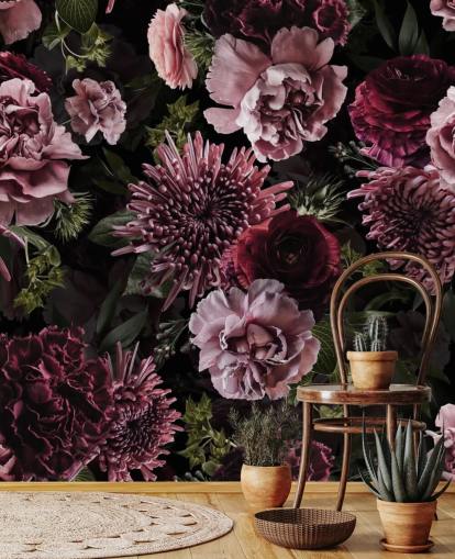 mørk lilla og lilla floral tapet mørk lilla og lilla floral tapet