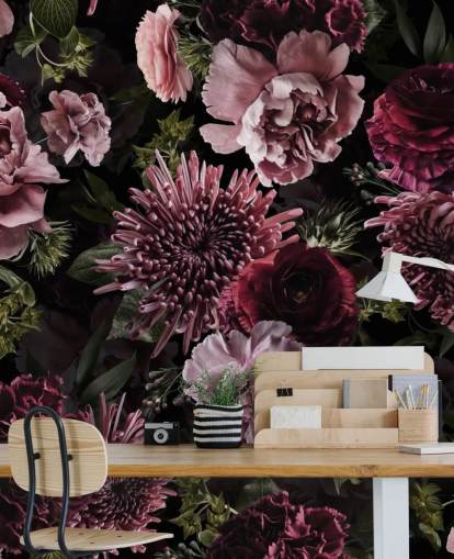 mørk lilla og lilla floral tapet mørk lilla og lilla floral tapet