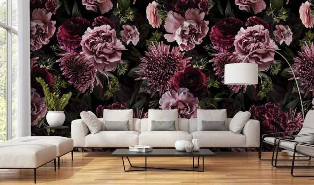 dark purple and lilac floral wallpaper