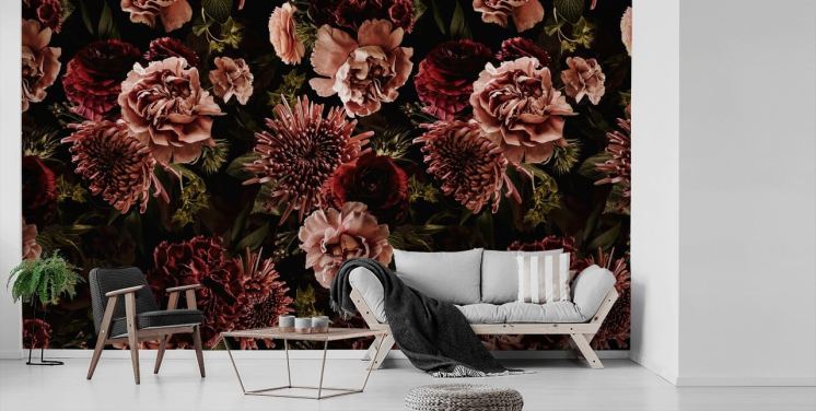 Dark Floral Wallpaper and Wall Murals | Wallsauce UK