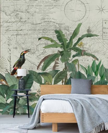 exotic birds in jungle and map background wallpaper exotic birds in jungle and map background wallpaper