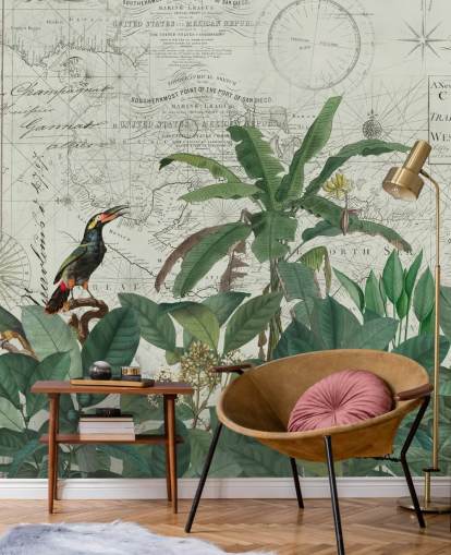 exotic birds in jungle and map background wallpaper exotic birds in jungle and map background wallpaper