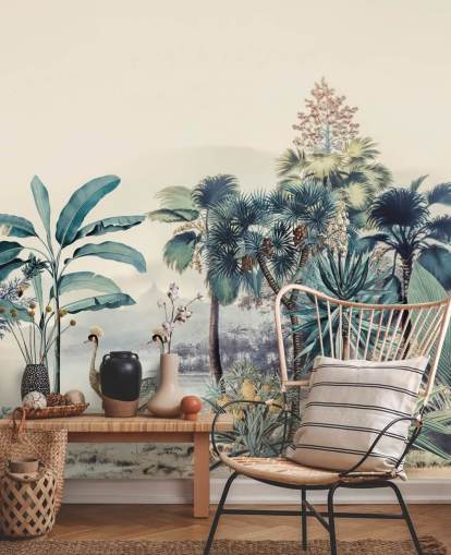 vintage jungle with birds wallpaper vintage jungle with birds wallpaper