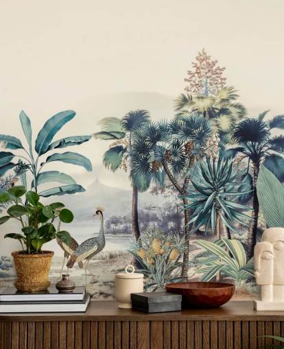 vintage jungle med fugle tapet vintage jungle med fugle tapet