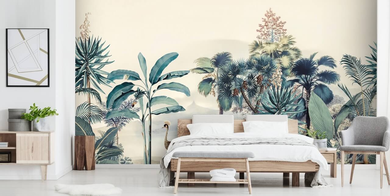 vintage jungle met vogelbehang