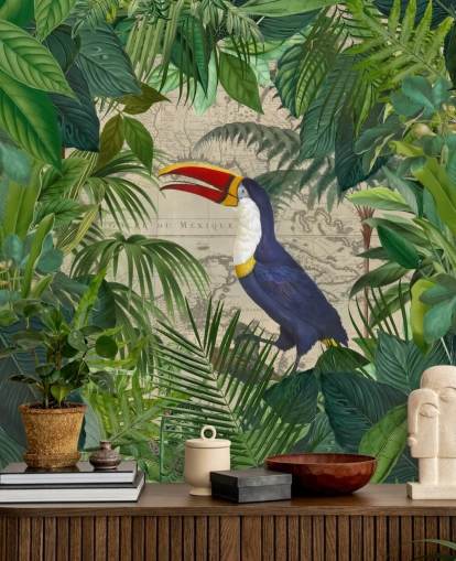toucan framed with tropical leaves wallpaper toucan framed with tropical leaves wallpaper