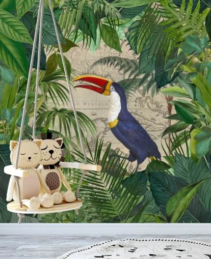 toucan framed with tropical leaves wallpaper toucan framed with tropical leaves wallpaper
