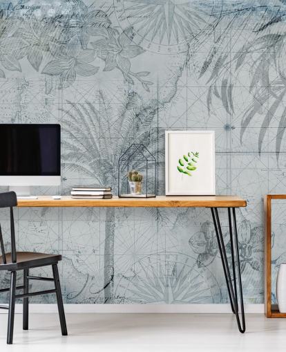 blå vintage tropisk kort tapet blå vintage tropisk kort tapet