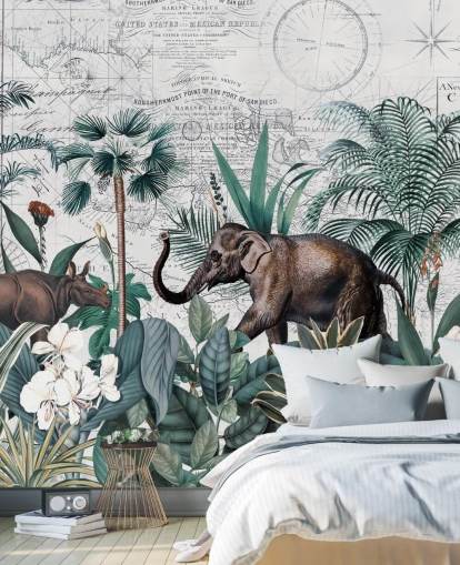 green jungle with elephant and rhino map background wallpaper green jungle with elephant and rhino map background wallpaper