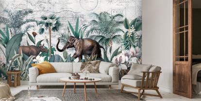 Arte de la pared de peel and Stick, fondo de pantalla de elefantes