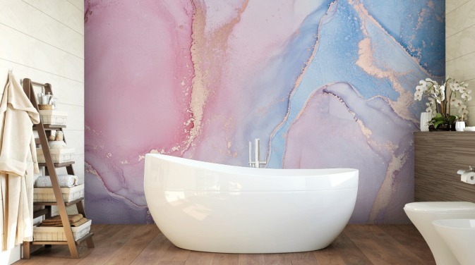 pink, blue and lilac custom watercolor wallpaper mural called Dreamy Watercolor for bedrooms