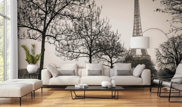 papier peint tour eiffel noir et blanc