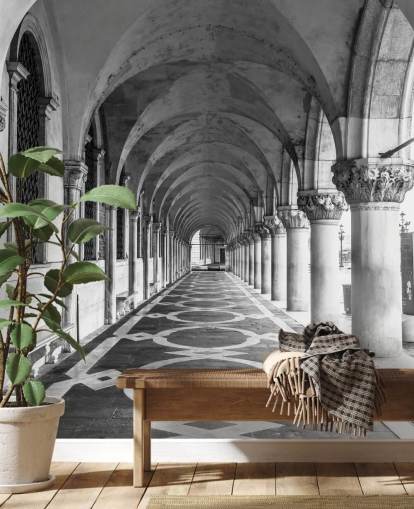 peinture murale de la place Saint-Marc en noir et blanc peinture murale de la place Saint-Marc en noir et blanc