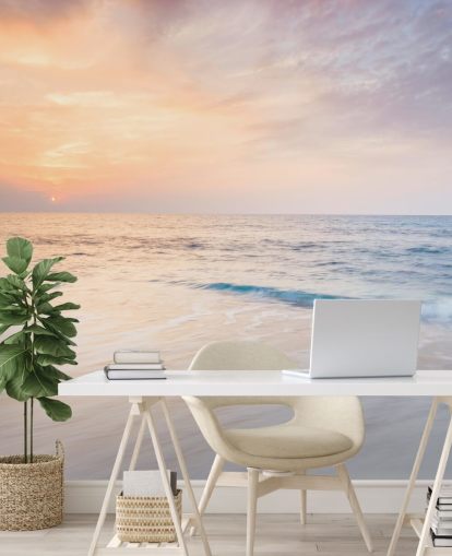 melkehvite bølger og fersken solnedgang himmel tapet melkehvite bølger og fersken solnedgang himmel tapet