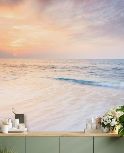 fondo de pantalla de olas blancas lechosas y melocotón cielo fondo de pantalla de olas blancas lechosas y melocotón cielo