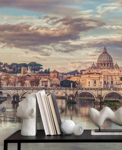 vista della basilica di san pietro dalla carta da parati del fiume vista della basilica di san pietro dalla carta da parati del fiume