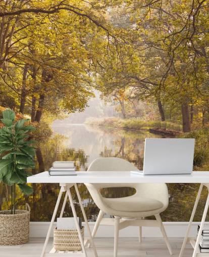 fall forest and canal wallpaper fall forest and canal wallpaper