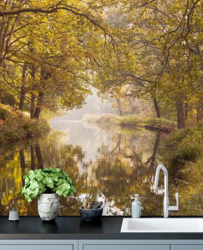 fall forest and canal wallpaper fall forest and canal wallpaper