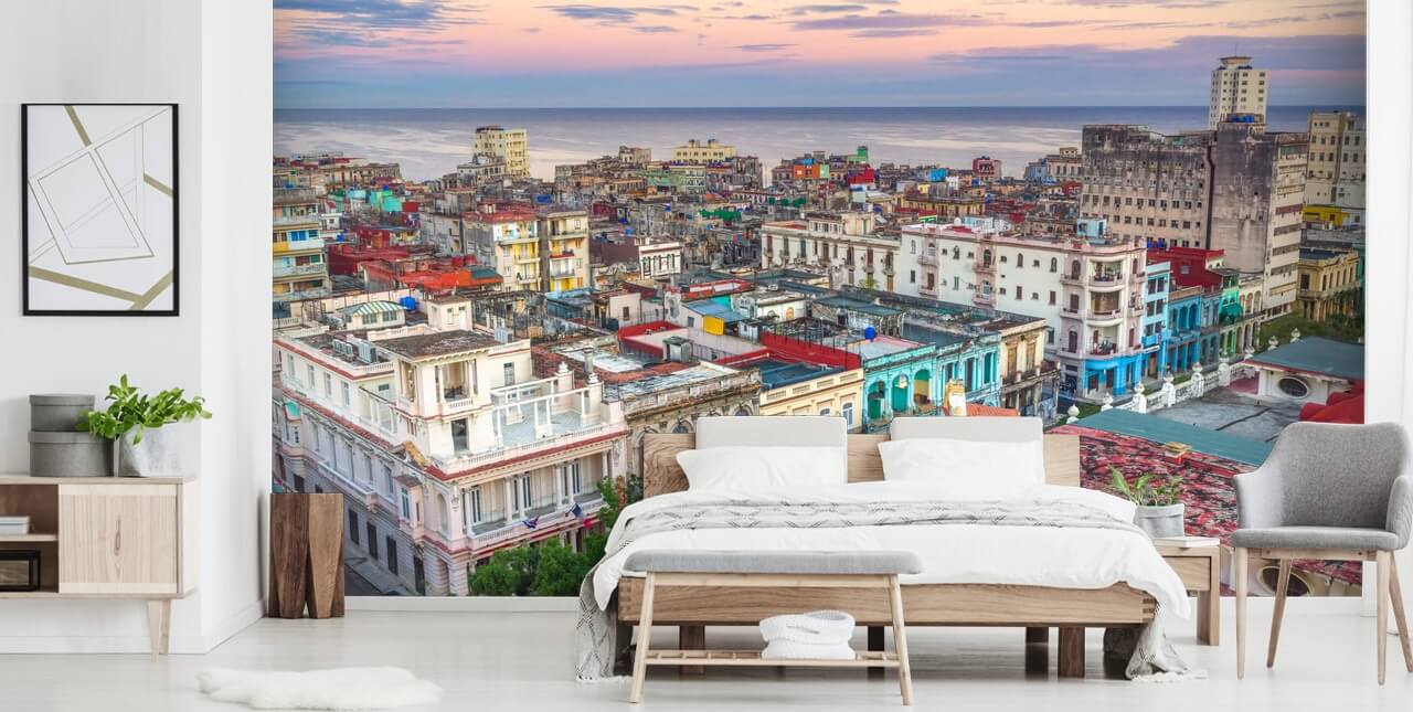 fargerike gamle bygninger i havana tapet
