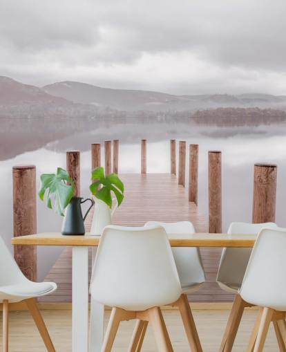 brygge i rolig innsjø tapet brygge i rolig innsjø tapet