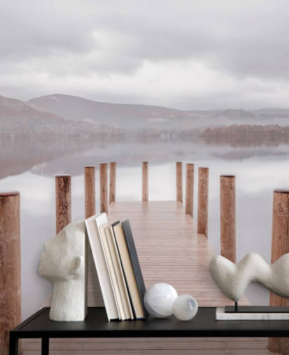 jetty in calm lake wallpaper jetty in calm lake wallpaper