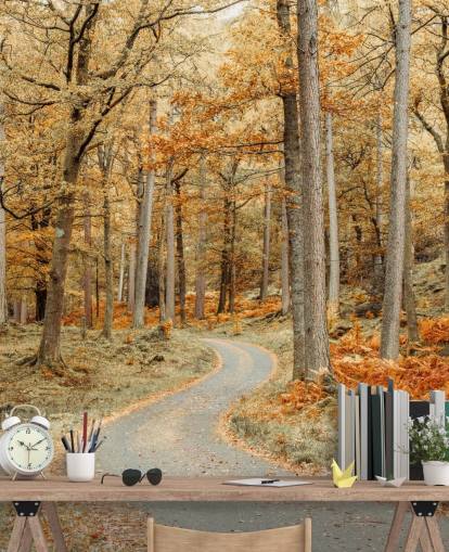 høstskog og sti tapet veggmaleri høstskog og sti tapet veggmaleri