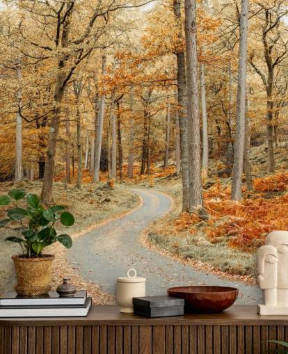 autumnal forest and path wallpaper mural autumnal forest and path wallpaper mural