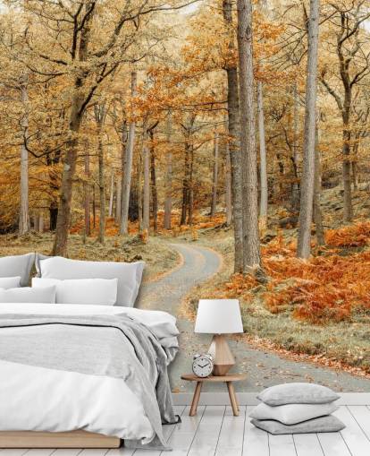 Herbstlicher Wald und Pfad Fototapete Herbstlicher Wald und Pfad Fototapete