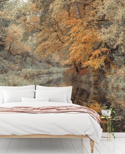 höst skog genom kanal tapeter höst skog genom kanal tapeter