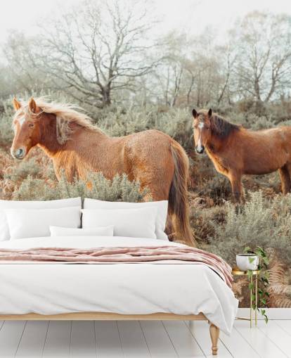 gemberpaarden in wilde habitat behang gemberpaarden in wilde habitat behang