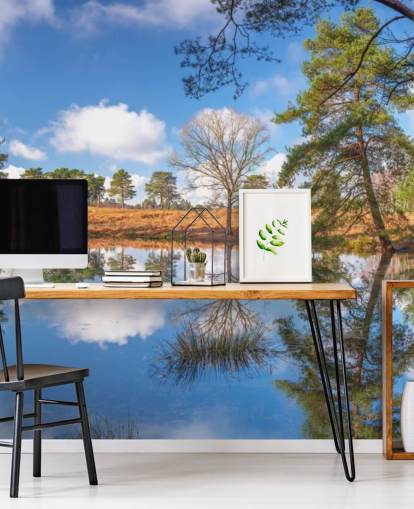 bomen reflecteren landschap behang bomen reflecteren landschap behang