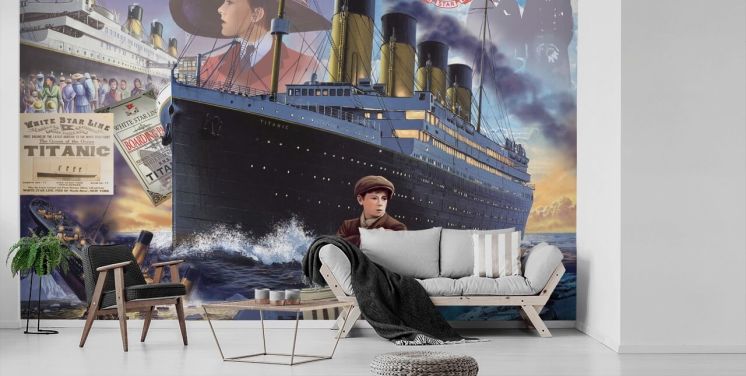 titanic collage tapet