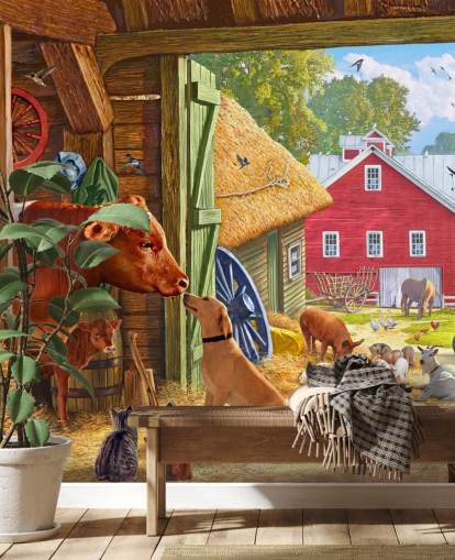 fargerik og detaljert amerikansk gård tapet fargerik og detaljert amerikansk gård tapet