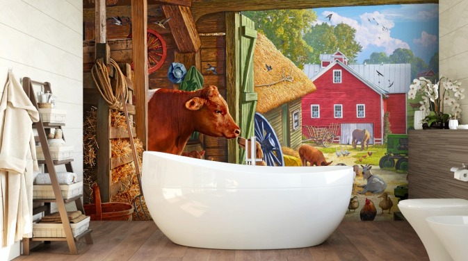 färgglad och detaljerad amerikansk gård tapet