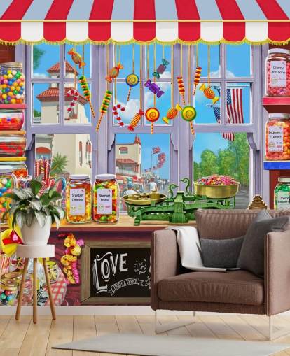 bright and colourful detailed sweet shop wallpaper bright and colourful detailed sweet shop wallpaper