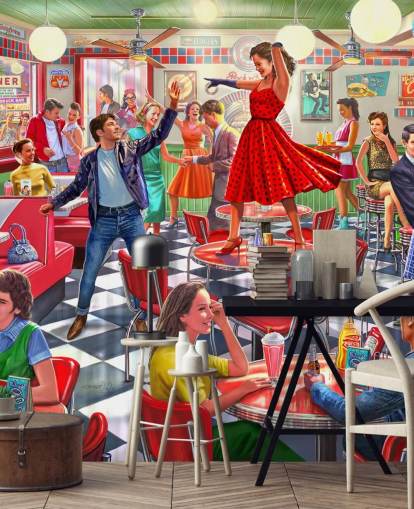 Papel de parede para celular gratis 1950s rockers dancing in a diner Papel de parede para celular gratis 1950s rockers dancing in a diner