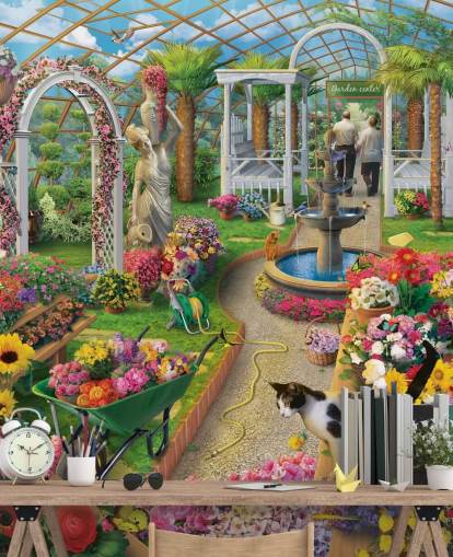 flores coloridas no papel de parede do centro do jardim flores coloridas no papel de parede do centro do jardim