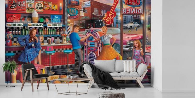 bunte Diner-Tapete